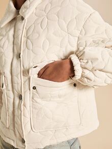 Travachic Women's Button Long Sleeve Casual Cottagecore Quilted Pocket Jacket, Autumn/Winter New, Suitable For Daily Commute, Warm Everyday Travel Off-White - White - View 1