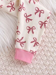 SHEIN Baby Girl Cartoon Print Long Sleeve Top And Pants Loungewear Set - Pink - View 5