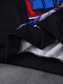 Transformers X SHEIN Tween Boy Sweatshirt & Sweatpants Set - Black - View 9