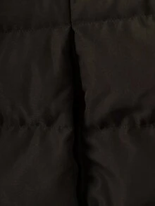 SHEIN Clasi 大尺碼連帽長袖拉鍊絎縫素色冬季加厚棉襖 - 黑色 - 查看 7