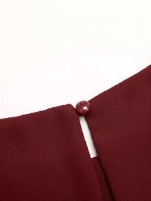 SHEIN Teen Girls Partywear Red Elegant Tight Fitted Dress Wedding Formal Dinner Summer - Burgundy - View 6