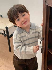 Hapijoa Infant Boys Autumn/Winter Colorblock 2 In 1 Long Sleeve Sweater - Grey - View 5