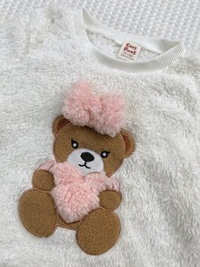 SHEIN Set Baju Sweatshirt dan Celana Panjang Pinggang Elastis Kasual Lucu untuk Bayi Perempuan dengan Motif Kartun yang Lembut dan Menggemaskan - Putih - View 6
