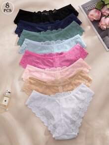 Snug Zone 8件組多色浪漫性感蕾絲女款三角內褲 - 彩色 - 查看 3