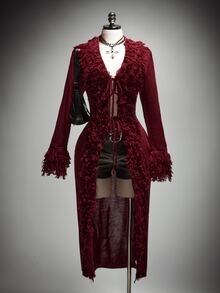 SHEIN ICON Cardigan Rajut Musim Dingin Ukuran Besar Model Vintage Y2K Leher V dengan Tali Pengikat di Depan dan Hiasan Rumbai Bulu - Burgundy - View 5