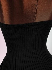 Amplova Women's Heart-Shaped Cutout Front Slit Knit Dress - Black - View 8
