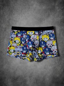 Transformers X SHEIN Men's Cartoon Print Elastic Waist Boxer Briefs - Grey - View 3