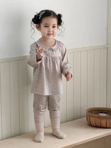 DAZY Infant (Girl) Peter Pan Collar Long Sleeve All-Over Floral Print 2 Pieces Loungewear Set - Beige - View 7