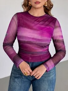 Auralis Plus Size Women Tie Dye Casual Versatile Everyday T-Shirt - Multicolor - View 5