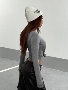 StreetHx 休閒百搭女款秋季舒適柔軟長袖T恤 - 灰色 - 查看 2