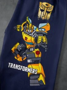 Transformers X SHEIN Young Boy Round Neck Short Sleeve Printed Top And Long Pants Loungewear Pajamas - Multicolor - View 7