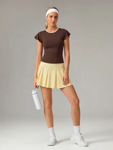 OutZeal Women Sports Tee Casual Yoga Buttery Soft Slim Fit Short Sleeve T-Shirt - Coffee Brown - View 4