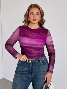 Auralis Plus Size Women Tie Dye Casual Versatile Everyday T-Shirt - Multicolor - View 3