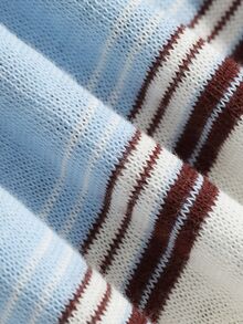 Dazy Kids Tween Girl) Loose Striped Crew Neck Casual Basic Pullover T-Shirt Top, Autumn - Blue - View 7