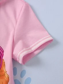 SHEIN | PAW Patrol Young Girl Cartoon Print Casual Daily Short Sleeve T-Shirt - Pink - View 5