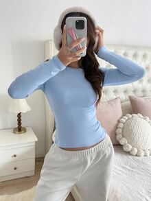CovetEZ 3PCS Women Round Neck Long Sleeve T-Shirts - Multicolor - View 4