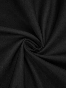 Sweetra Plus Size Women's Solid Color Double-Breasted Casual Loose Long Trench Coat - Black - View 8