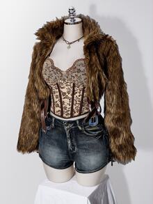 SHEIN ICON Women's Plus Size Lace Camisole Tank Top - Brown - View 13
