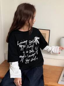 Dazy Kids 青少年女孩秋季服飾 女孩 (大號) 半高領抓絨內裡修身百搭T恤 - 藏蓝色 - 查看 2