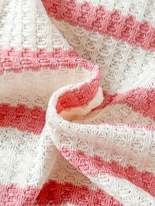 SHEIN Baby Girl T Shirt Set Pink Striped Knit Cute Sets Matching Sets - Pink - View 5