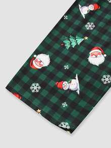 Chillnights Plus Size Women's Christmas Tree Print Long Sleeve Top And Pants Pajama Set - Green - View 5