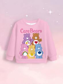SHEIN X Care Bears Young Girl Round Neck Cartoon Pattern Cute Sweatshirt - White - View 6