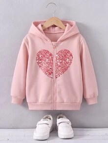 Young Girl Young Girl Young Girl Young Girls Casual Versatile Comfortable Butterfly Print Hooded Zip-Up Knit Autumn Cardigan - Pink - View 3