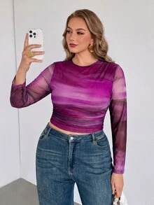 Auralis Plus Size Women Tie Dye Casual Versatile Everyday T-Shirt - Multicolor - View 6