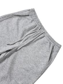 HUEFORM Men's Light Gray Linen-Like Flare Sweatpants, Elastic Waist With Drawstring, Draped Wide Leg Casual Pants, Minimalist Versatile Loose Floor-Length Trousers, Old Money Style Relaxed Fit - Light Grey - View 3