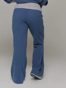 MUSERA Size Blue Knitted Fold Over Trouser Winter Fall Women Outfit Casual - Multicolor - View 4