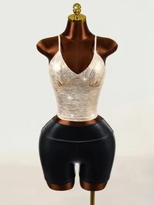 Mistrie Women's Solid Color Casual Versatile Everyday Camisole Top - Gold - View 5