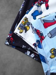 Transformers X SHEIN Tween Boy Colorblock Cartoon Print Casual Daily Boxer Briefs - Black and White - View 5