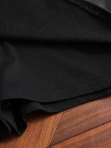 Franclia Chân váy skort nữ cạp cao dáng chữ A màu trơn có khóa kim loại và quần short bên trong, phong cách đa năng mặc đi tiệc, thường ngày và đi làm, phù hợp cho xuân, hè, thu, đông - màu đen - Xem 6