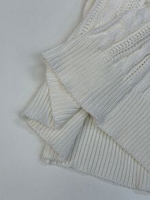 Coolane 女款秋冬優雅休閒基礎日常穿著 100%純棉保暖V領長袖修身白色針織衫 - 白色 - 查看 6