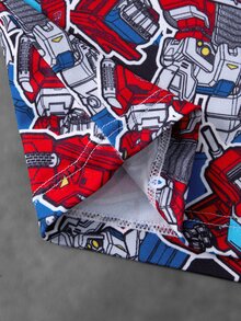 Transformers X SHEIN سروال داخلي رجالي كاجوال يومي بطبعة حروف - الأحمر - مشاهدة 6