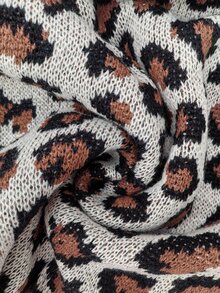 Balvessa Vintage Leopard Print V-Neck Single-Breasted Tortoiseshell Button Drop Shoulder Long Sleeve Ribbed Hem Lazy Women's Cardigan - Multicolor - View 5