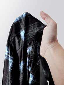 SHEIN ICON 大尺碼女款格紋休閒百搭日常穿搭掛脖上衣 - 藍色 - 查看 12