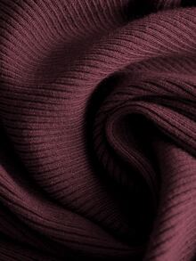 Linhara CURVE Plus Size Women's Solid Color Casual Daily Long Sleeve Sweater - Burgundy - View 7