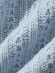 Dazy Maternity Solid Color Loose Textured Ribbed Long Sleeve Casual Daily Vacation Autumn/Winter Knit Sweater Maternity - Blue - View 5