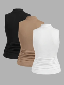 SHEIN LUNE 3件組女款背心與細肩帶上衣 - 彩色 - 查看 2
