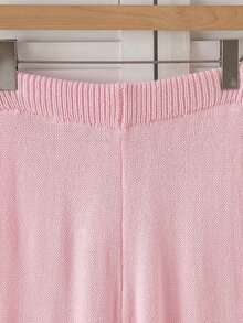SHEIN 青少年女孩甜美休閒長袖毛衣與長褲套裝 - 粉色 - 查看 5