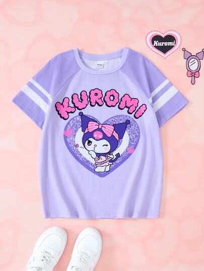 HELLO KITTY AND FRIENDS | SHEIN Kaos Lengan Pendek Kasual Sehari-hari Bergambar Kartun untuk Remaja Perempuan