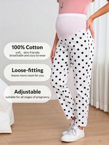 SHEIN Maternity Fashion Polka Dot Jeans - White - View 5