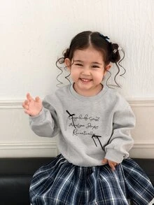 DAZY Baby Girl Autumn/Winter Long Sleeve Bow Korean Style Sweatshirt - Apricot - View 4