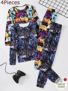 4PCS Tween Boys Pajamas - Multicolor - View 2