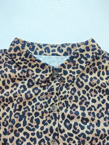 Linhara CURVE Women's Leopard Print Button Lapel Long Sleeve Shirt Fall - Multicolor - View 6