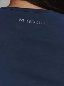 Musera Sport Crewneck Long Sleeve Fitted Soft Touch Active Coord Top Only Sport Essentials Basics Gym Workout Autumn Fall Winter - Navy Blue - View 6