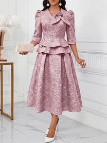 SHEIN Lady Women's 3D Floral Decor Top And Skirt Fashion 2 Pieces Set - Pink - View 6