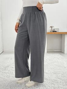 Shapeblank Women's Plus Size Grey Wide-Leg Pants , Stylish, Casual, Loose, And Comfortable – Suitable For Spring And Autumn Daily Wear, Bottom, Fall Pants - Grey - View 5