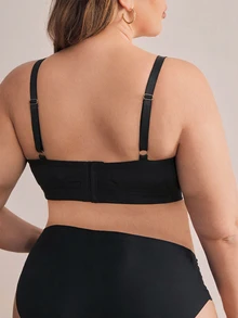 Moonlight&Mama Bra Menyusui Jacquard Seksi Ukuran Plus untuk Pakaian Santai - Hitam - View 2